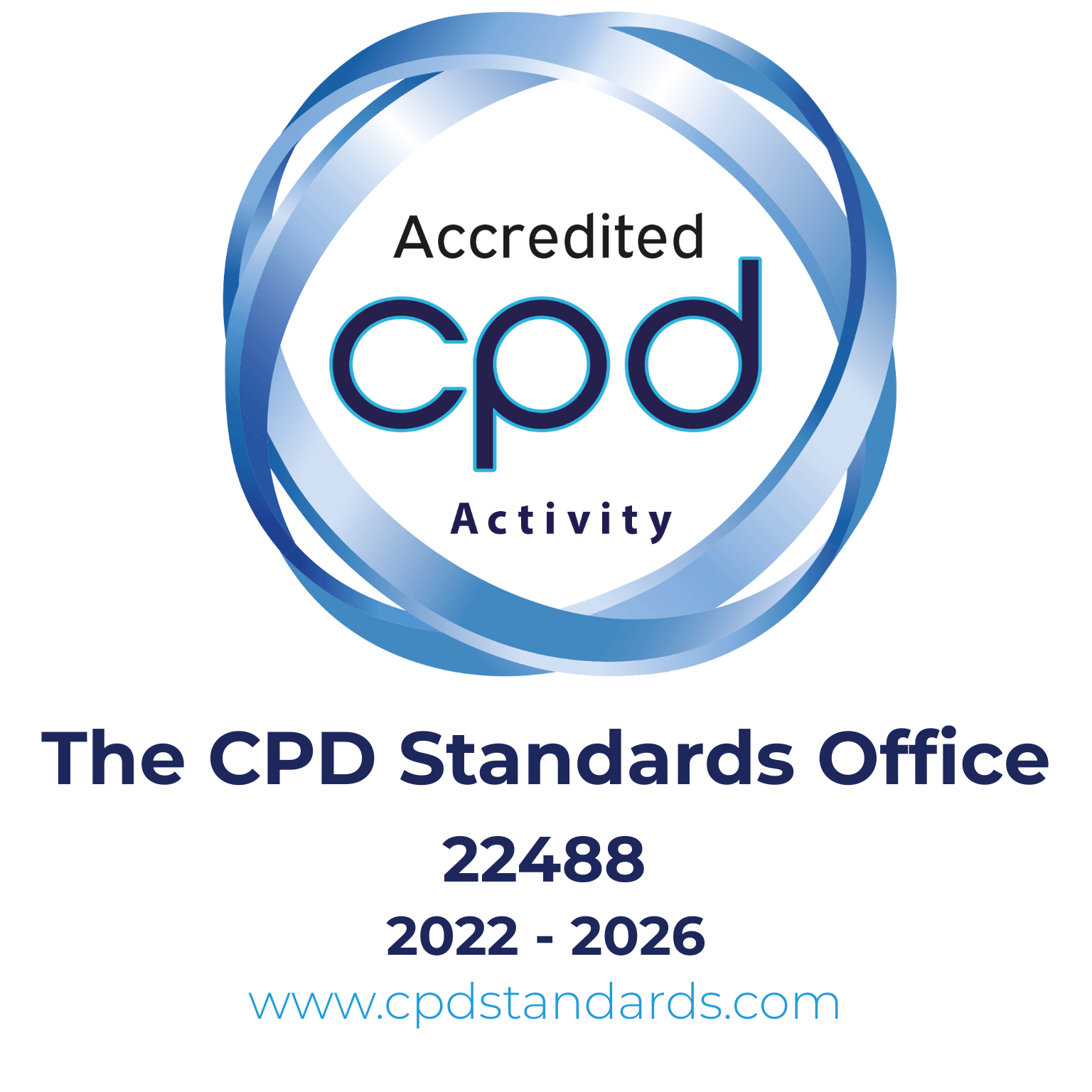 CPD Standards Office Accredited CPD Activity badge, registration 22488, 2022–2026