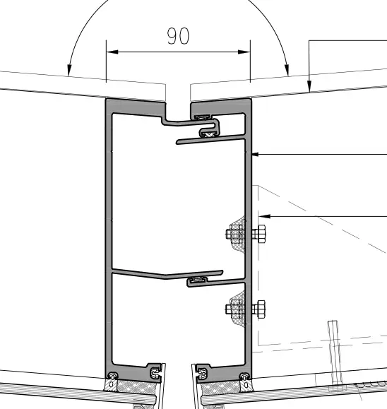 Anonymised curtain-wall mullion drawing extract