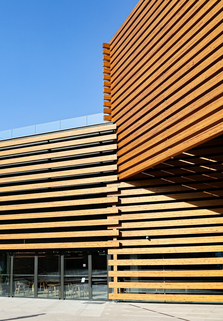 Building with timber slat cladding